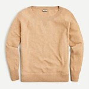 J. Crew Wide-neck Cashmere Sweater, Medium, Heather Camel